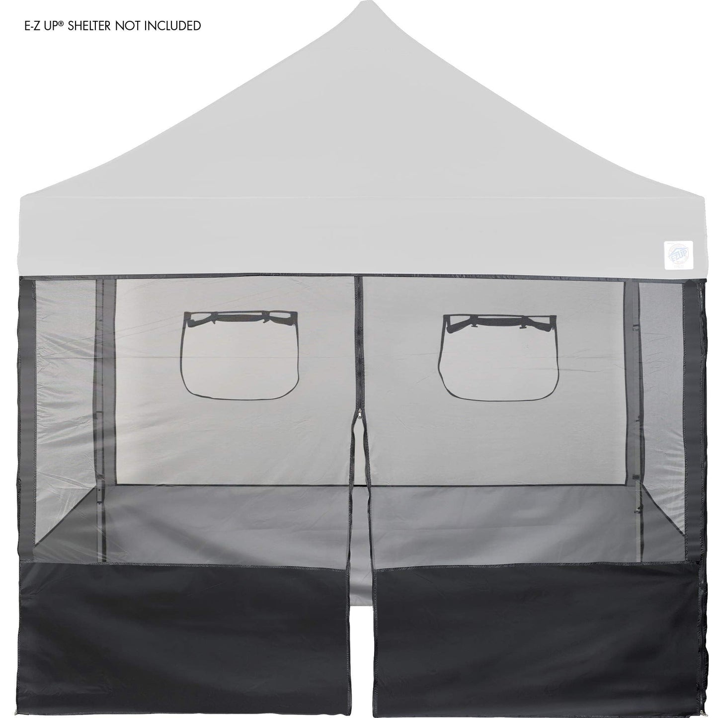 E-Z UP Food Booth Sidewall Kit, Set of 4, Fits 10' x 10' Straight Leg Canopy (Canopy/Shelter NOT Included), Includes 2 Roll-Up Serving Windows, Commercial Grade Mesh, Black