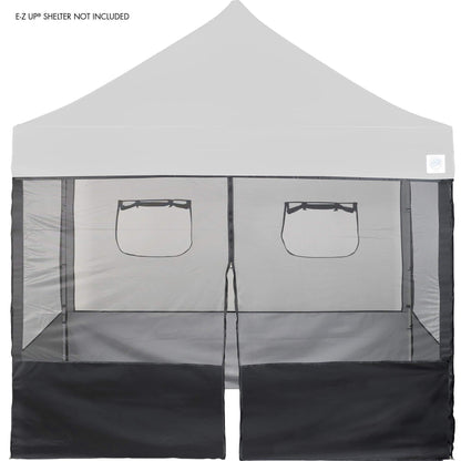 E-Z UP Food Booth Sidewall Kit, Set of 4, Fits 10' x 10' Straight Leg Canopy (Canopy/Shelter NOT Included), Includes 2 Roll-Up Serving Windows, Commercial Grade Mesh, Black