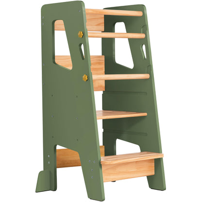 OCODILE Toddler Standing Tower - Adjustable Height Toddler Kitchen Stool Helper - Ideal Kids Kitchen Step Stool for Learning New Skills - Extra Secure with Safety Feet - Green