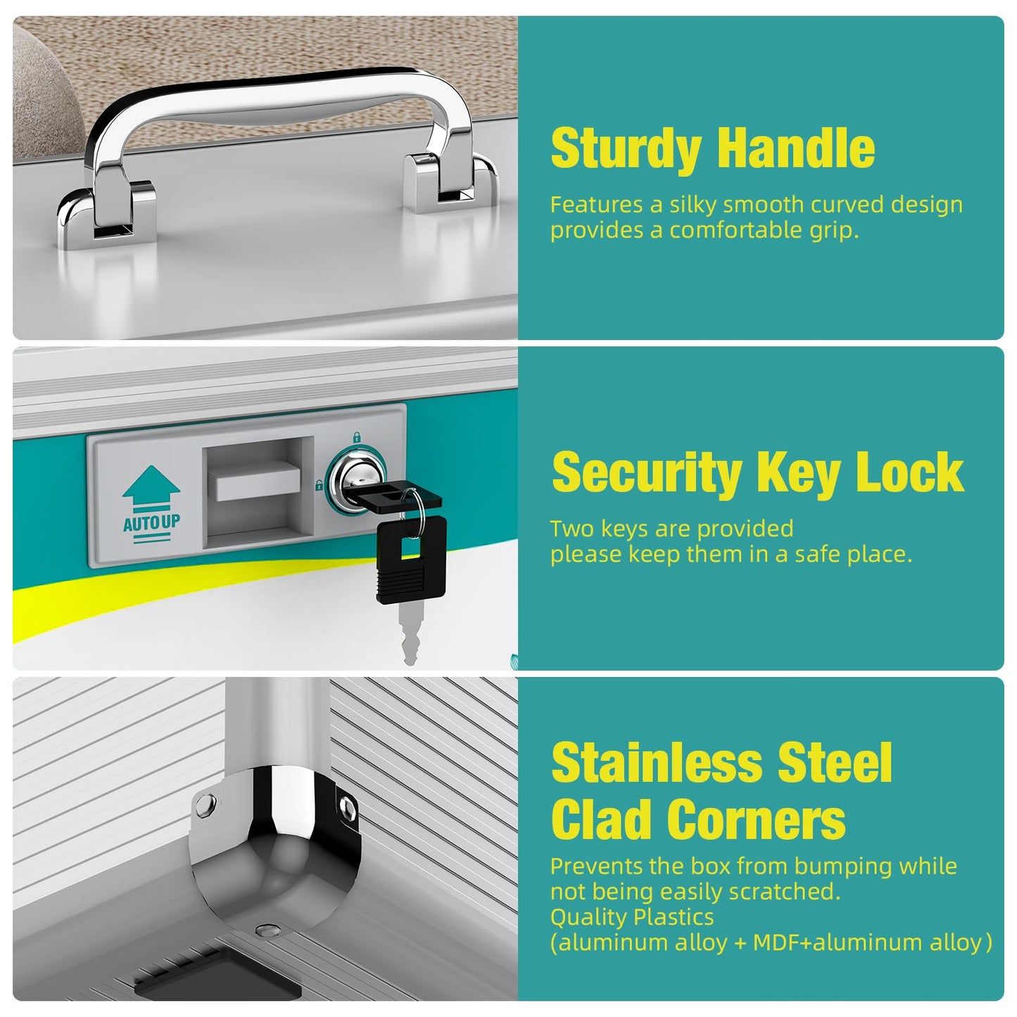 Glosen Medicine Lock Box, Medication Lock Box,Locking Medicine Box, Security Lock Boxes【Case of 8pcs-Small 】 10x6.7x6.7 Inch,First Aid Key,Lock Box for Medication