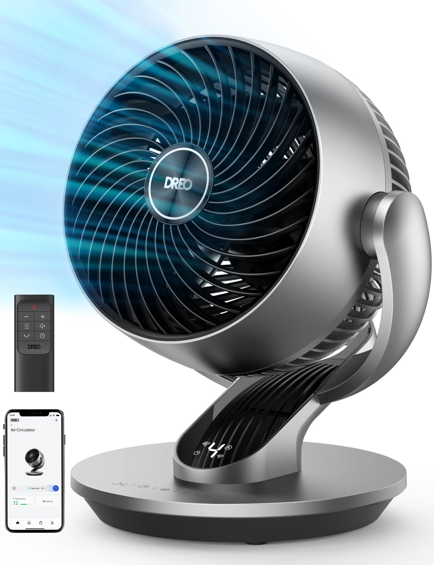 Dreo Smart Tower and Air Circulator Fans Bundle, 90° Oscillating Quiet Bladeless Room Fan with Remote and 13" Table Fan with Remote