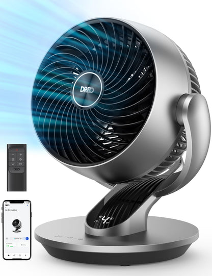 Dreo Smart Tower and Air Circulator Fans Bundle, 90° Oscillating Quiet Bladeless Room Fan with Remote and 13" Table Fan with Remote