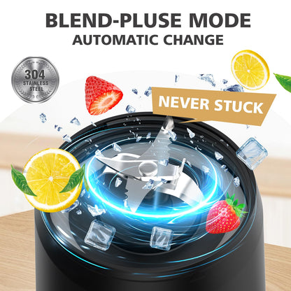 Portable Blender Personal Juicer for Shakes and Smoothies - 20 OZ Electric Protein Shaker Bottle with Insulated Sleeve, Travel Lid, USB-C Rechargeable - Mini Small Blender Cup for Kitchen, Office, Gym