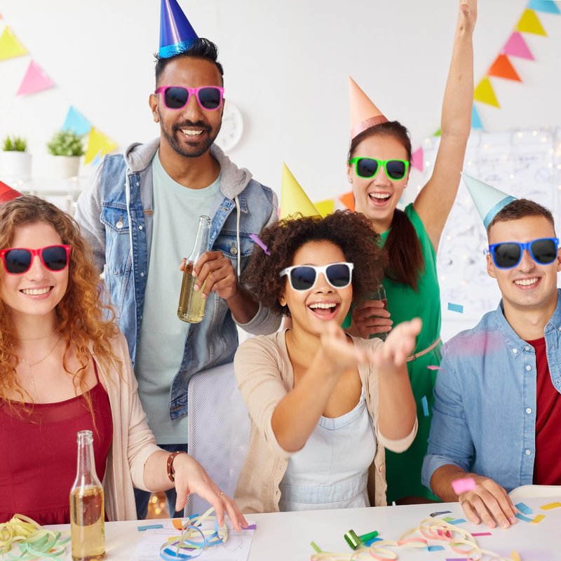 ASTARON 64 Pieces Sunglasses Bulk Neon Party Favors Goody Bag Fillers for Beach Wedding Party Pool Party Supplies, 8 Colors