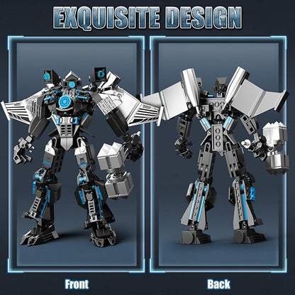 HIGH GODO Black Monitor Mech Robot Building Blocks Set Toilet Upgraded TV Figure Mech Model Building Kit Cool Creative Robots Toys Gift for Teens Adults 400 Pieces