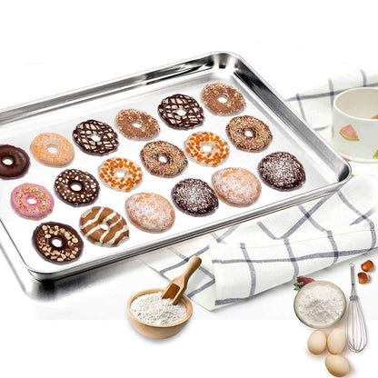 TeamFar Baking Sheet Set of 4, 16/12.5/10/9.3 Inch Stainless Steel Baking Pan Tray Cookie Sheet, Non Toxic & Healthy, Rust Free & Easy Clean - Dishwasher Safe