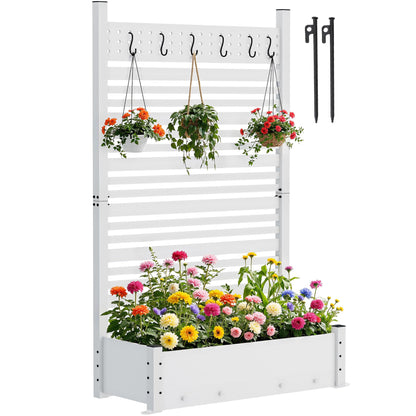 YITAHOME Outdoor Privacy Screen, 72" H x 42" W Outdoor Privacy Fence with Planter Box, Wood Fence Panel, Privacy Wall Outdoor, Wood Fence Panel for Backyard, Patio,1 Panel, White