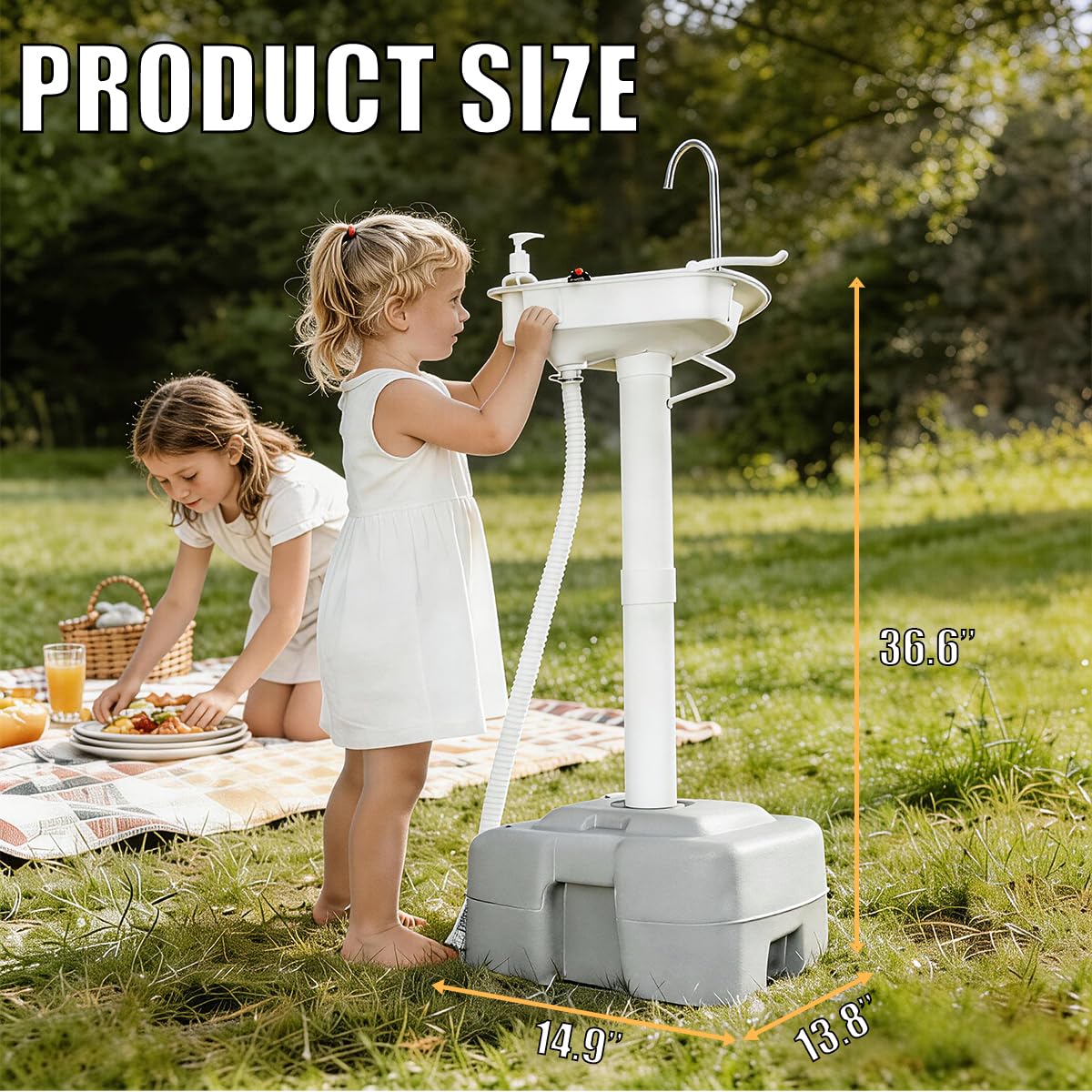 Electric Pump Portable Sink Hand Wash Station - 20L Outdoor Camping Sink USB/Battery Powered,Electric Hand Wash Station for Travel,Outdoor,Camping,RV,Picnic,Includes Soap Dispenser & Towel Holder