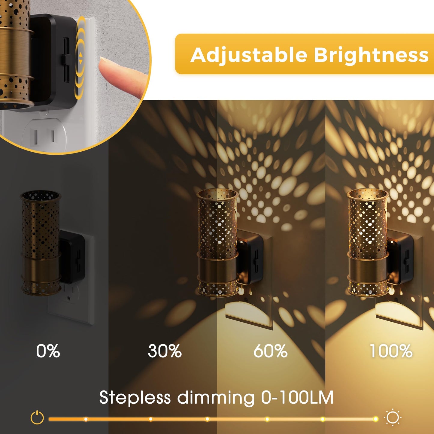 L LOHAS LED Night Lights Plug Into Wall, 2 Pack Plug in Night Light LED with Dusk to Dawn Sensor, 0-100LM Dimmable Nightlight, Wall Sconce-Style Design Nightlights for Bathroom, Hallway,Stairway,Gift