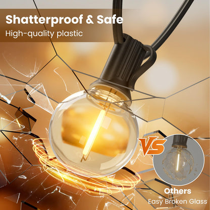 RTTY 300 FT Outdoor String Lights Patio Light for Outside, Waterproof G40 Shatterproof LED Bulbs, Dimmable Hanging Connectable Globe Lighting for Bistro, Backyard, Cafe, Porch, Balcony, Market, 2700K
