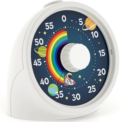 BellMan Visual Timer with Pause Button, 60 Minute Countdown Rainbow Timer for Kids and Adults with Silent Operation, Study and Meetings Time Management Tool, Design for Home, Office and Gift, White