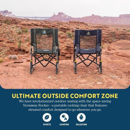GCI Outdoor Stowaway Rocker - Comfortable Folding Chair in Varsity Red/Gray Color