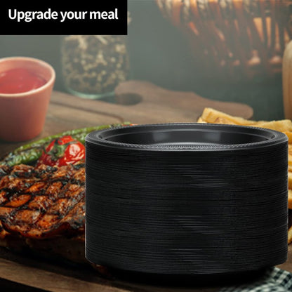 Black Plastic Plates 9 Inch - 50 count - Plastic Solid Round Party Plates For Weddings, BBQs, Birthday Plates - Disposable Black Plates - Plastic Dessert Plates