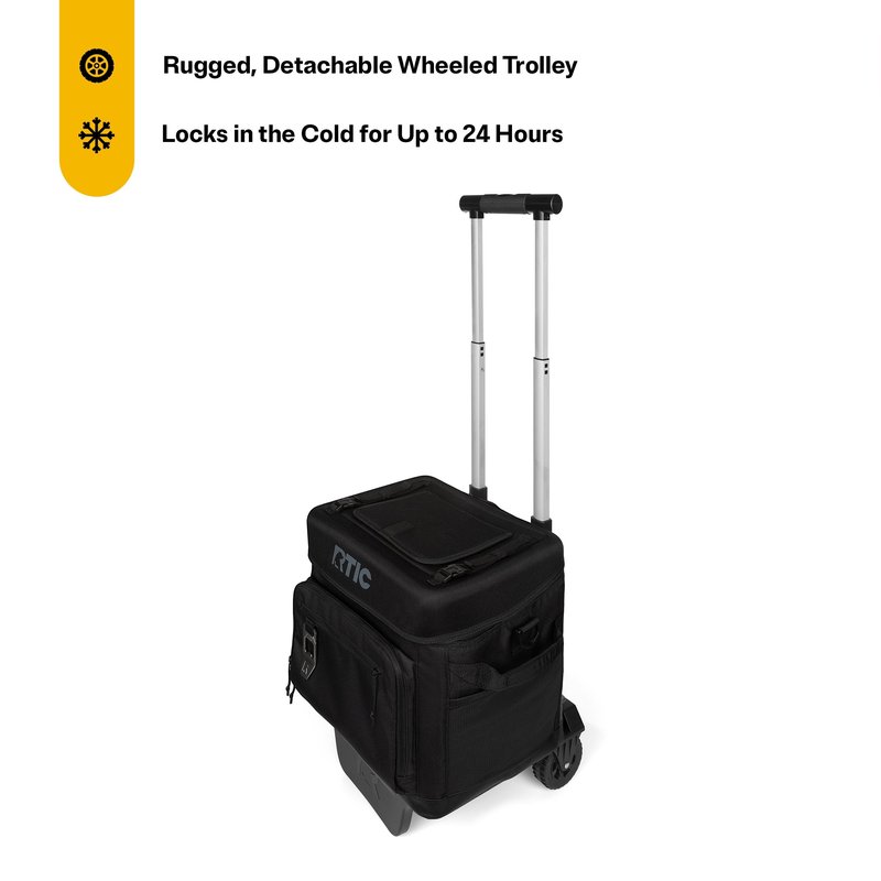 RTIC 40 Can Everyday Wheeled Cooler, Soft Sided Insulated Portable Rolling Collapsible Cooler Bag with Wheels and Handle for Outdoor, Beach, Camping, Sports, Travel, Leakproof, Sand