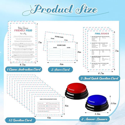 Baby Shower Friendly Feud Game with 2 Answer Buzzers Feud Card for Family Game Night Fun Trivia Quiz for Party Office Class Groups Team Building