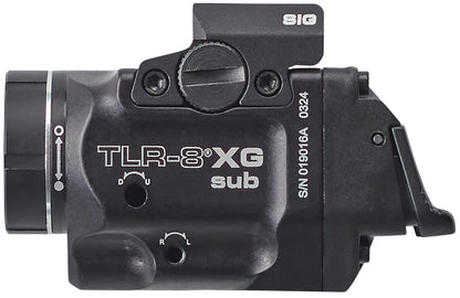 Streamlight 69437 TLR-8 X G sub 500-Lumen Rail-Mounted Tactical Weapon Light with Integrated Green Aiming Laser Exclusively for Sig Sauer P365/XL Closed Rail Systems Only, Black