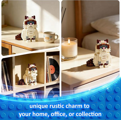 Ragdoll Cat Building Blocks Set Collectible Animal Building Toy Kids Learning &amp Educational Brick Cat Sets (Age 3+) DIY Home &amp Office Decor for Adults-Gift Ideas