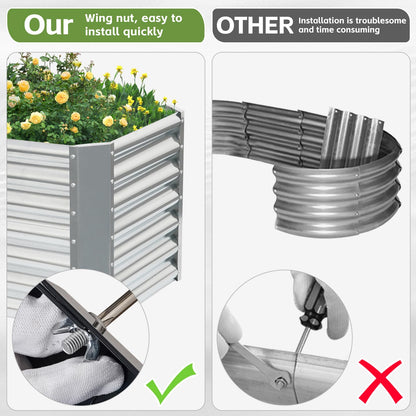GoCampDirect 4x2x2ft (2 Pack) Raised Garden Bed - Galvanized Deep Root Planter Boxes Outdoor with Wing Nuts and Safety Edges for Gardening Vegetables, Flowers, Herbs, Succulents - Silver