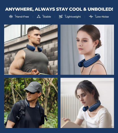 AJJFOFBB Neck Fan, 1s Fast Cooling Neck Cooler with Dual Ceramic Plates, 8H Long Runtime, 180° Adjustable Lightweight Bladeless Portable Personal Fan, Quiet Cooling for Outdoor Travel Camping Gym