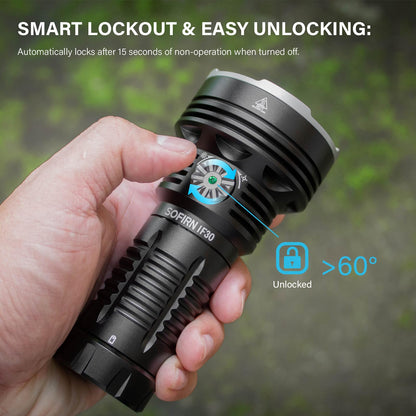 sofirn IF30 Flashlight High Lumens, 12000 Lumens Ultra Bright Flashlight with 685 Meters Beam Distance Spotlight, Rechargeable Flashlight USB C, LED Flashlight Waterproof for Hunting, Searching