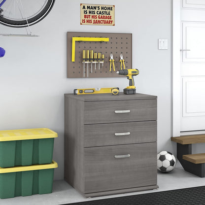 Bush Business Furniture Universal Floor Storage Cabinet with Drawers in Platinum Gray
