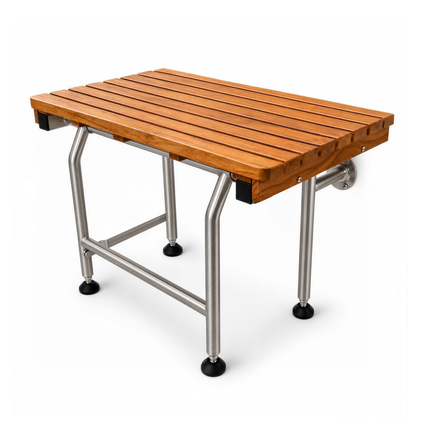 Teak Shower Seat Bench with Drop Down Legs – ADA Compliant Folding Teak Shower Bench, Wall Mounted Fold Up Bath Seat, 400 lb Capacity, Waterproof Teak Wood (18 Inches)
