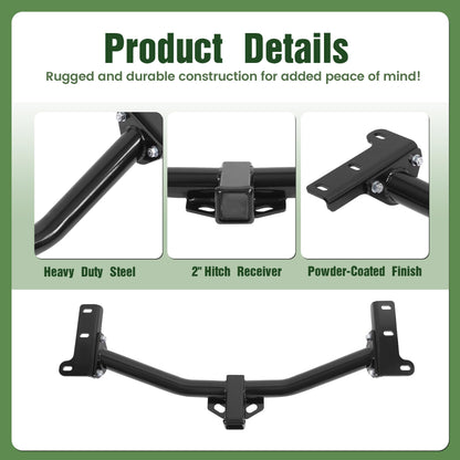 ALMULOO Trailer Tow Hitch 2 Inch Receiver Class 3 Compatible with 2009-2020 Dodge Journey (Only Compatible with Vehicles Without LED taillights)