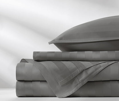 Pure Bamboo Queen Sheets - Luxuriously Soft 100% Organic Viscose Bed Sheet Set | Cooling Jacquard Stone