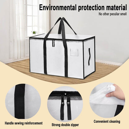 Skiennix Large Moving Bags - Heavy Duty Storage Totes with Zippers & Handles | Space-Saving Clear 6 Pack