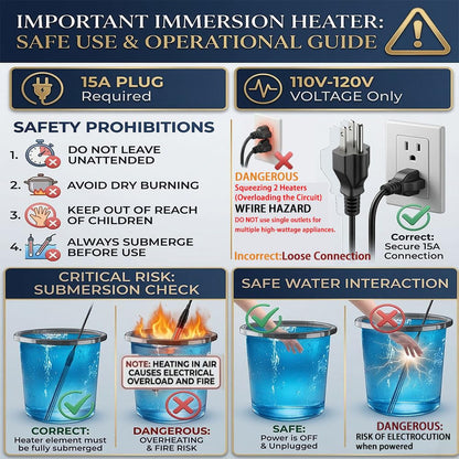Portable Baptistry Immersion Water Heater with Thermostat, Submersible Baptismal Pool Heater for Inflatable Pools, Hot Tub, Spa, and Cold Plunge, Fast Heating Bathtub Heater