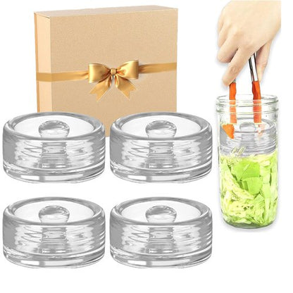 Fermentation Glass Weights with Easy Grip Handle for Mason Jars, Lead-Free, Washable (4 PCS)