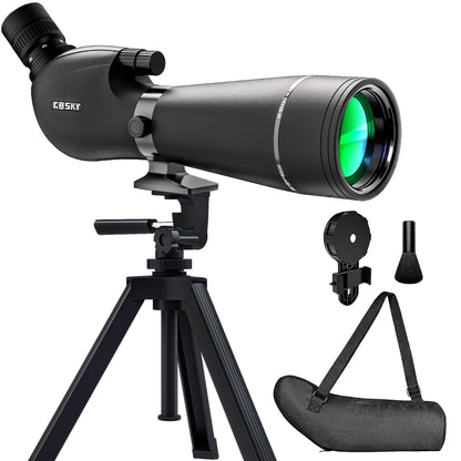 Gosky 20-60x80mm Spotting Scope with Phone Adapter & Tripod - BAK4 Prism Spotter Scope for Bird Watching Wildlife Observing Hiking, Portable with Carrying Bag and Cleaning Kits