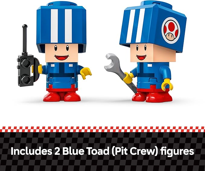 LEGO Super Mario: Mario Kart Toad's Garage - Nintendo Toy Building Set for Kids Boys &amp Girls Ages 8+ - Collectible Mario Kart Toy for Fans with 2 Blue Toad Figures - Gift Idea for Birthdays - 72