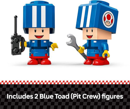 LEGO Super Mario: Mario Kart Toad's Garage - Nintendo Toy Building Set for Kids Boys &amp Girls Ages 8+ - Collectible Mario Kart Toy for Fans with 2 Blue Toad Figures - Gift Idea for Birthdays - 72