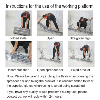 HIYOUGO Scaffolding Platform Adjustable Height, Folding Work Platform, Aluminum Portable Scaffolding Ladder, Non-Slip Portable Work Bench 660lbs Capacity for Drywall, Cleaning RV, 140 × 25cm