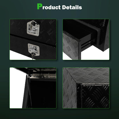 SCITOO 60" Aluminum Diamond Plate Truck Bed Tool Box,Heavy Duty Crossover Storage for Most Full Size Pickups,Lockable Weatherproof Chest,Fits 60 Inch Truck Beds,Easy Access to Load and Unload