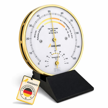 Goldspatz Living Climate Hygrometer with Thermometer °F (US Version), Ø 103 mm - Made in Germany