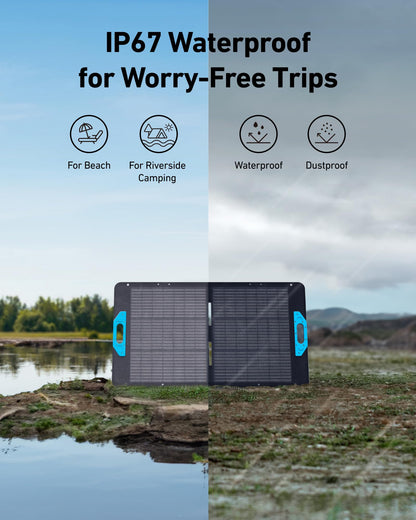 Anker SOLIX PS100 Solar Panel with Adjustable Kickstand, 100W Foldable Portable Solar Charger, IP67 Waterproof, 23% Higher Energy Conversion Efficiency, for Camping, RVs, and Blackouts
