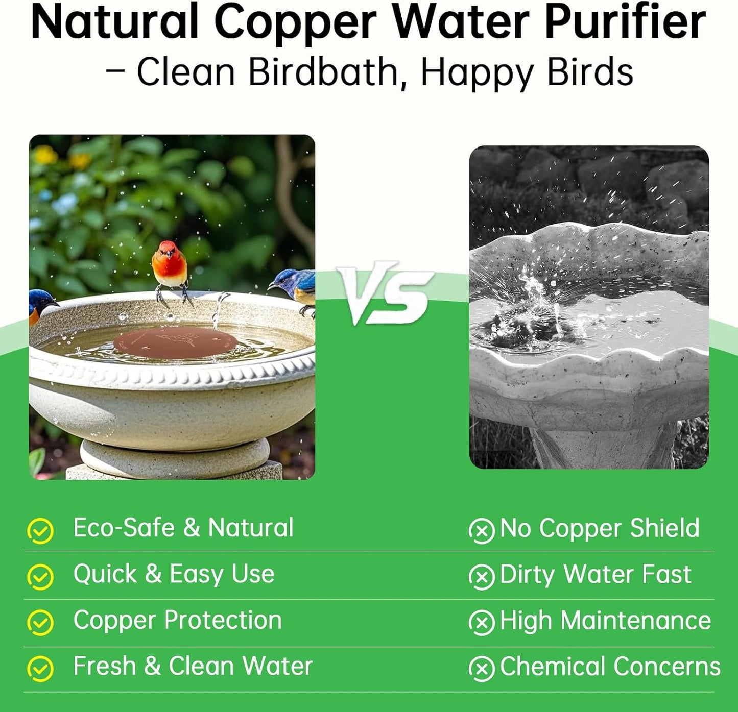 Skiennix Bird Bath Copper Discs - 99.9% Pure Copper Cleaner with Reinforced Design | Universal Fit for All-Season Use