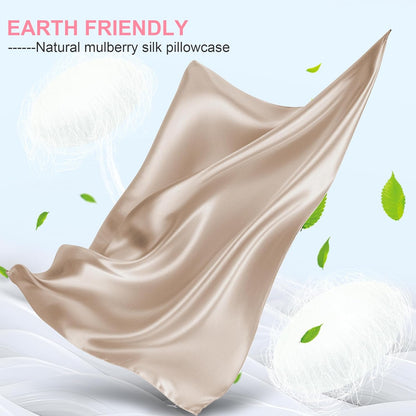 Skiennix Silk Pillowcase - King Size Mulberry Silk for Hair & Skin | Soft, Breathable Cooling Satin - Champagne