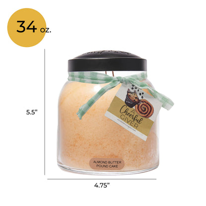 A Cheerful Giver - Almond Butter Pound Cake - 34oz Papa Scented Candle Jar with Lid - Keepers of the Light - 155 Hours of Burn Time, Gift for Women, Brown