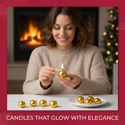 Biedermann & Sons Gold Ball Candles (Set of 12), Unscented Metallic Spheres, 1.5 Inch Small Rounds, Approx 2 Hour Burn, for Table Decor and Display Styling