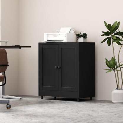 JINGUR Metal Storage Cabinet with 2 Doors and Adjustable Shelf, Steel Sideboard Buffet Cabinet for Home Office Hallway Entryway Kitchen Living Dining Room (Black)