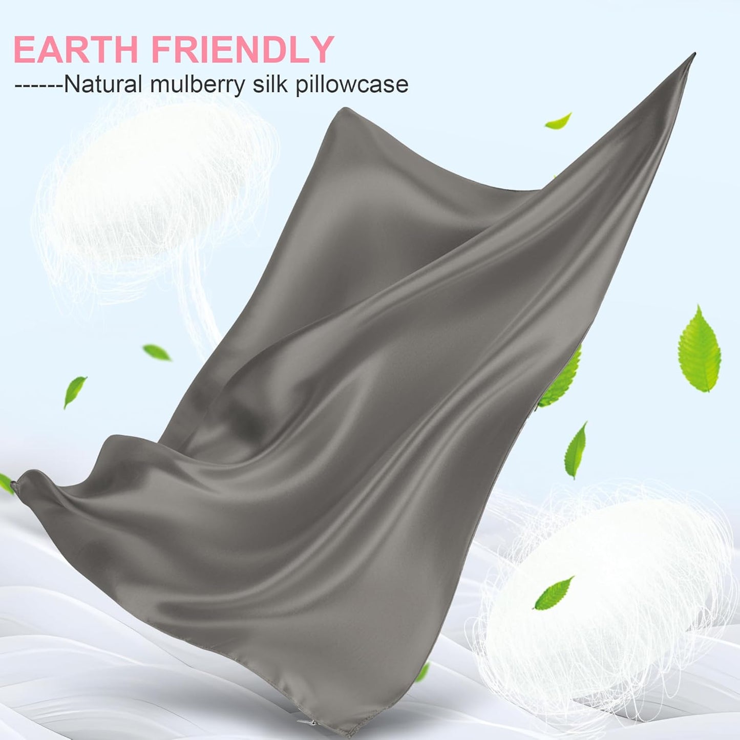 Skiennix Mulberry Silk Pillowcase - Queen Size, Hidden Zipper, Breathable & Cooling - Dark Grey