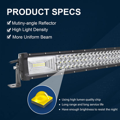 SKYWORLD 42" Curved Off Road LED Light Bar, 540W Triple Row Flood/Spot Combo Beam with 2 Magnetic Mounts & Wiring Harness Kit - 12V/24V for Trucks, SUVs, UTV, ATV, Tractors, Trailers, 6000K White