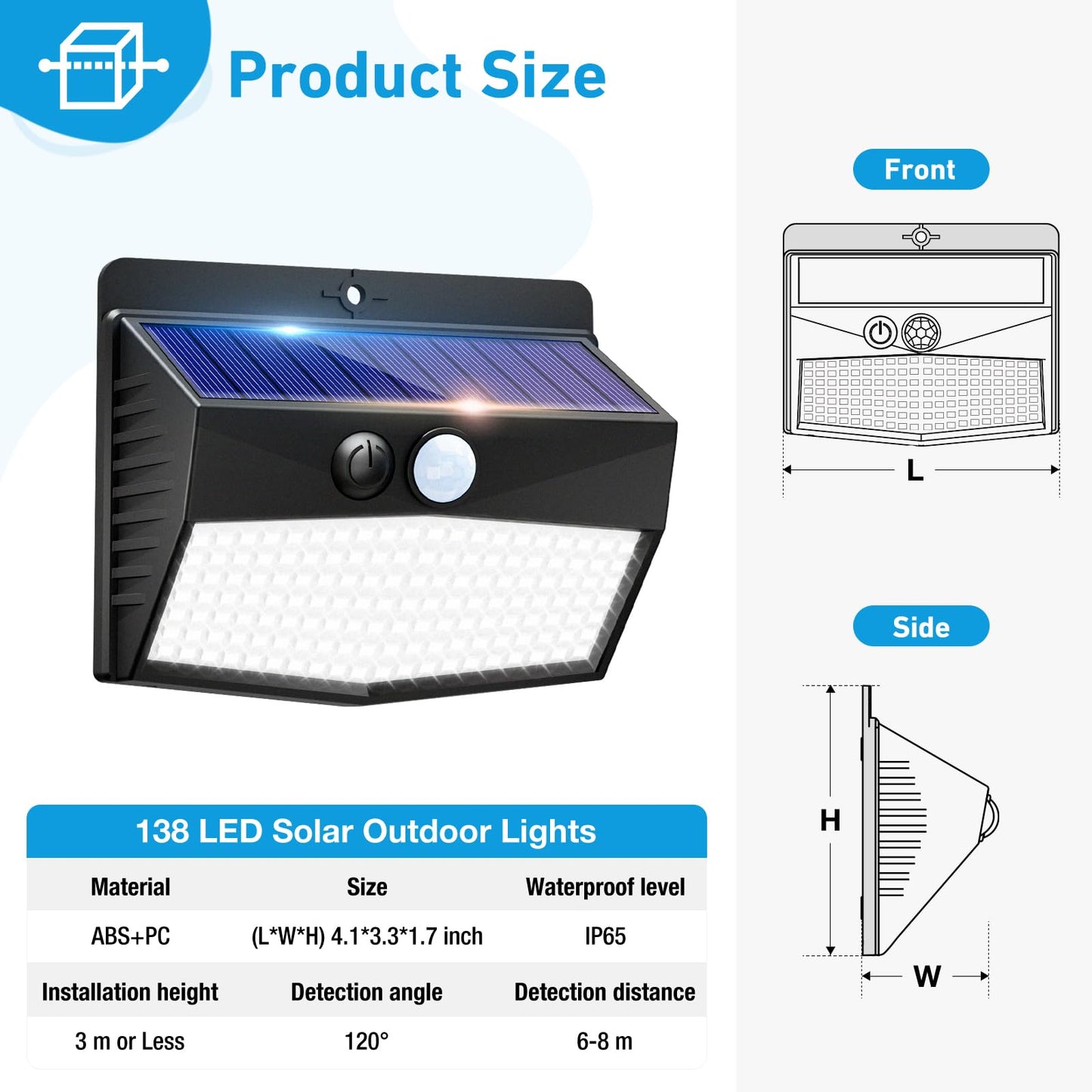 Peasur 20 Packs Solar Outdoor Lights Motion Sensor Solar Security Light Waterproof with 3 Lighting Modes Solar Powered Wall Lights Outside for Garden Fence Yard