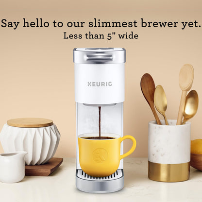 Keurig K-Mini Plus Single Serve K-Cup Pod Coffee Maker, with 6 to 12oz Brew Size, Stores up to 9 K-Cup Pods, Travel Mug Friendly, Matte White