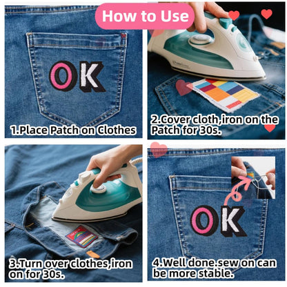 104 Pieces Iron on 3D Alphabet Letter Patches, Full Embroidered 4 Set A-Z Alphabet Iron on Sew on Applique Letter Fabric DIY Decorate Patches for Clothes Jackets Hats Shirts Jeans Bags Pants