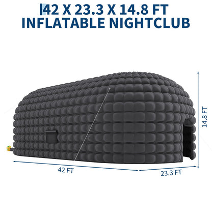 42x23.2x14.8 Ft Inflatable Nightclub, Inflatable Party Tent for Adults with Door & 3 Windows, Portable Blow Up Night Club Tent for Music Festivals, Weddings, Raves, Corporate Events, Black