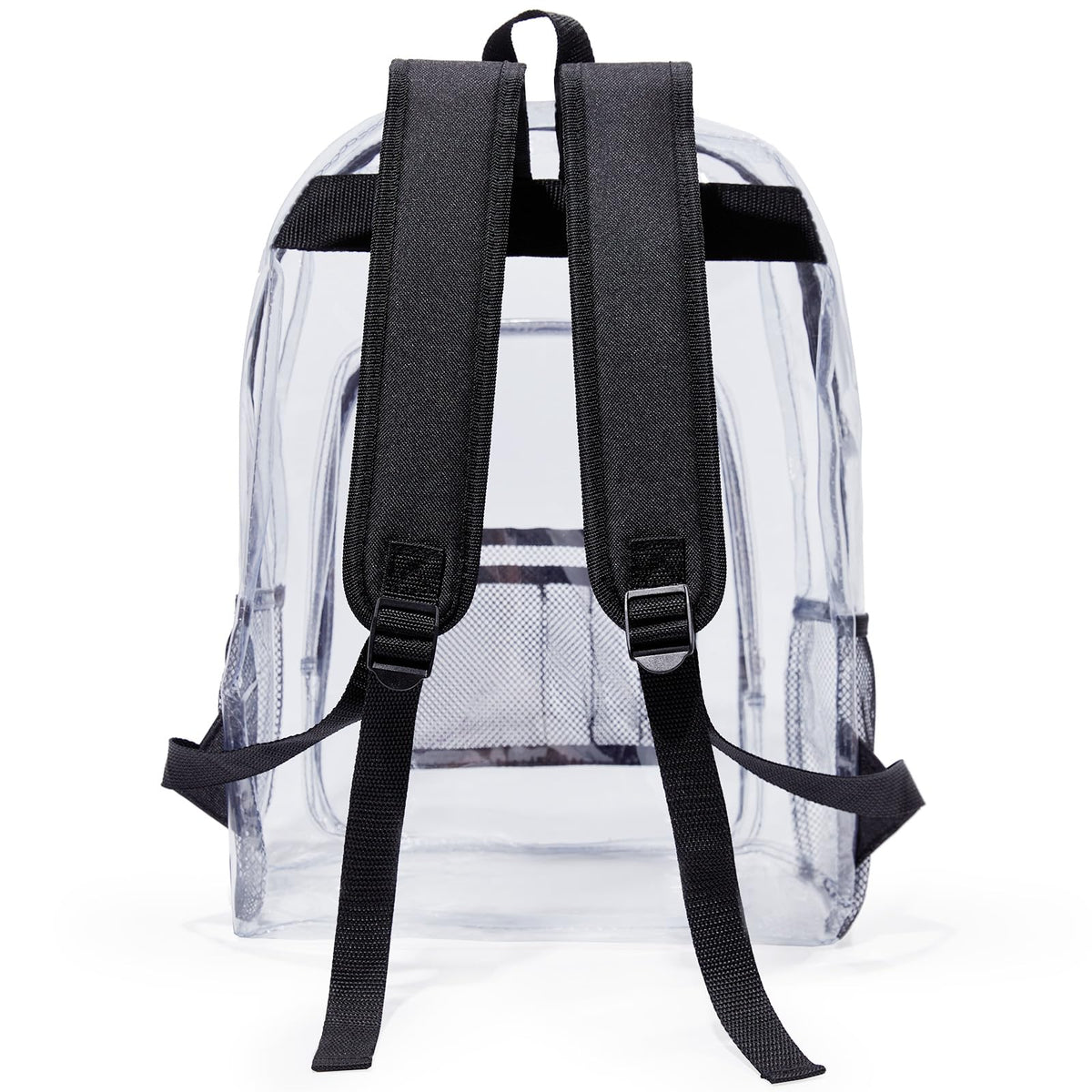 Jusdot Clear Backpack, Transparent Backpack Heavy Duty PVC See Through Backpacks Clear Bag for School, Workplace, Black